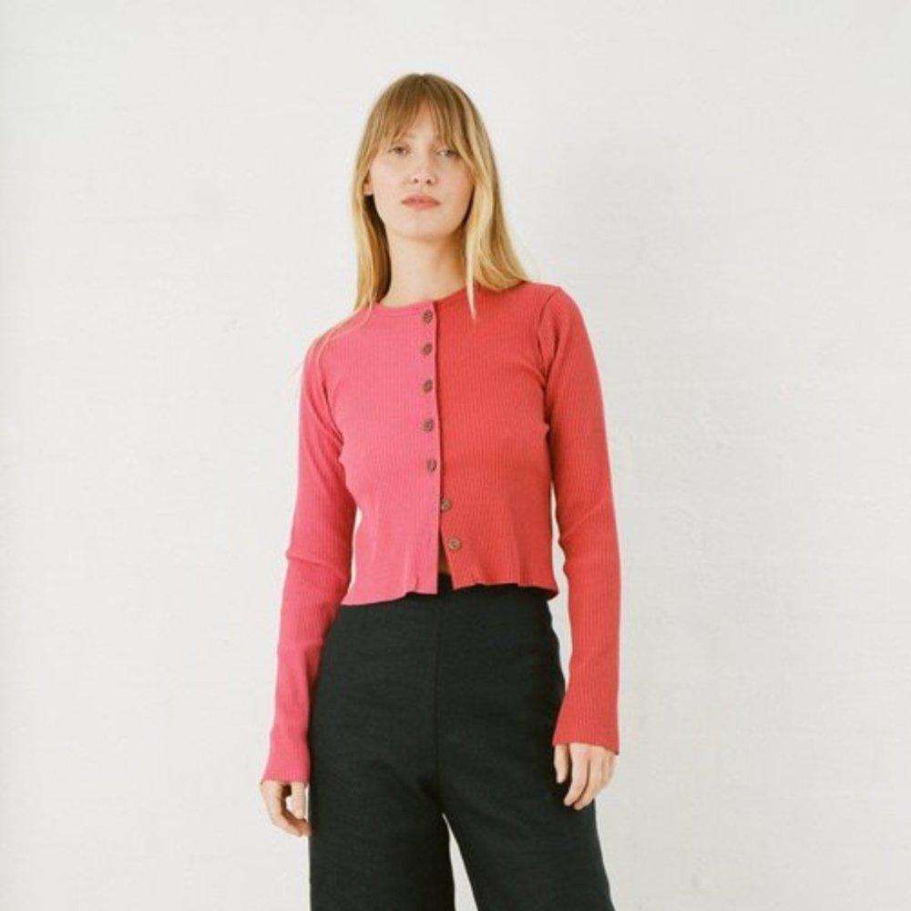 NWT Colorblock Cardigan in Red/Pink Size Small